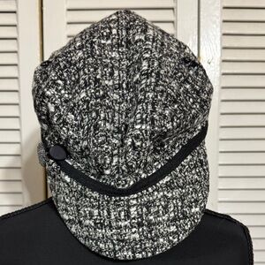 Kate Landry Black and White Tweed Hat